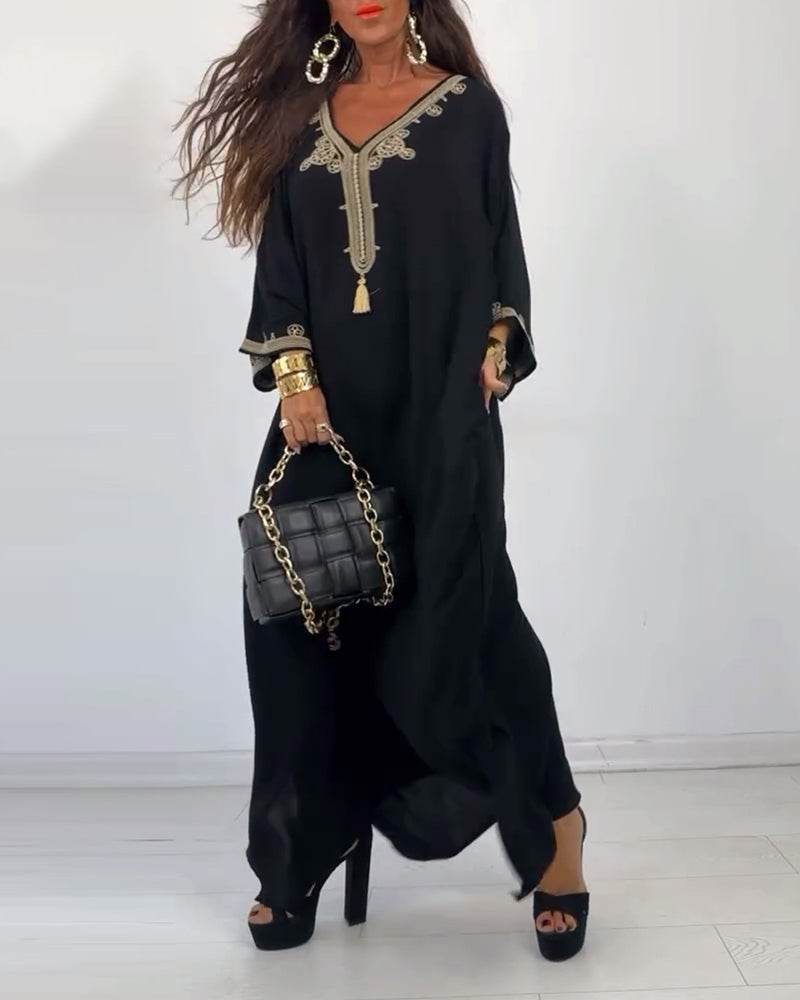 V-hals løs enkel kjole