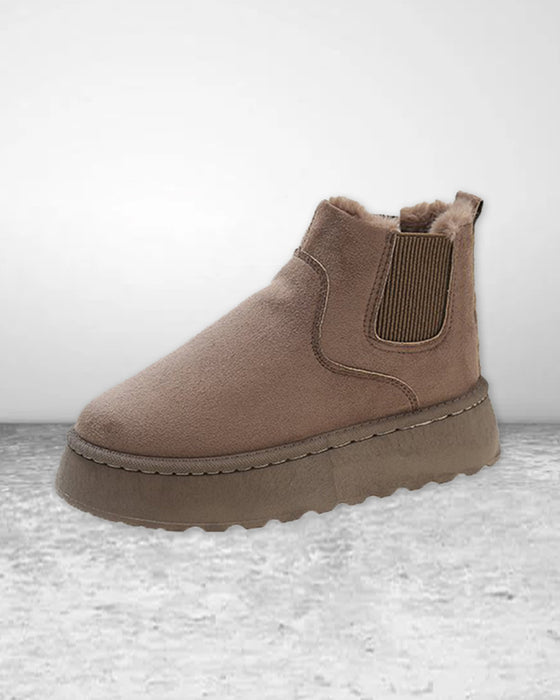 Ensfargede snøstøvler med tykk såler