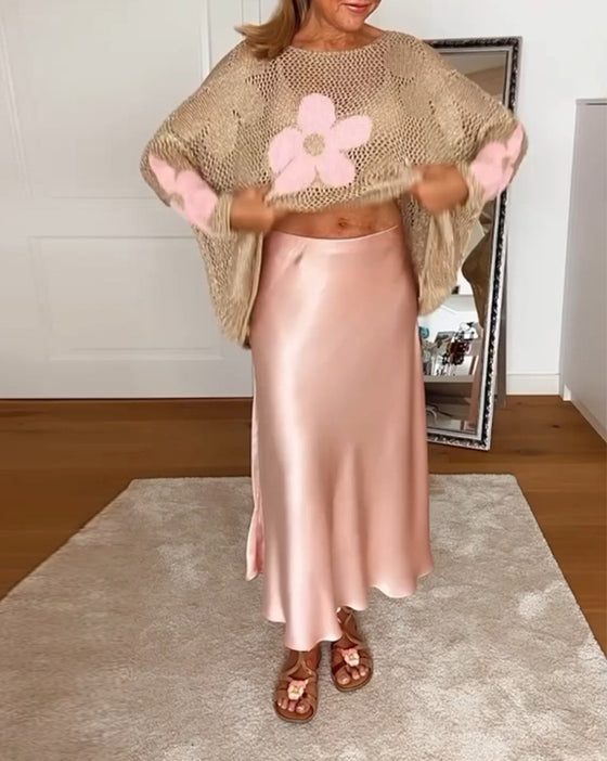 Elegant skjørt med solid farge og fold