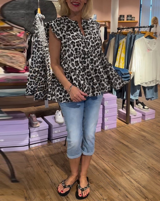 Leopard-print lappetopp avslappet topp