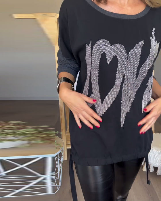 Langermet casual topp med rund hals