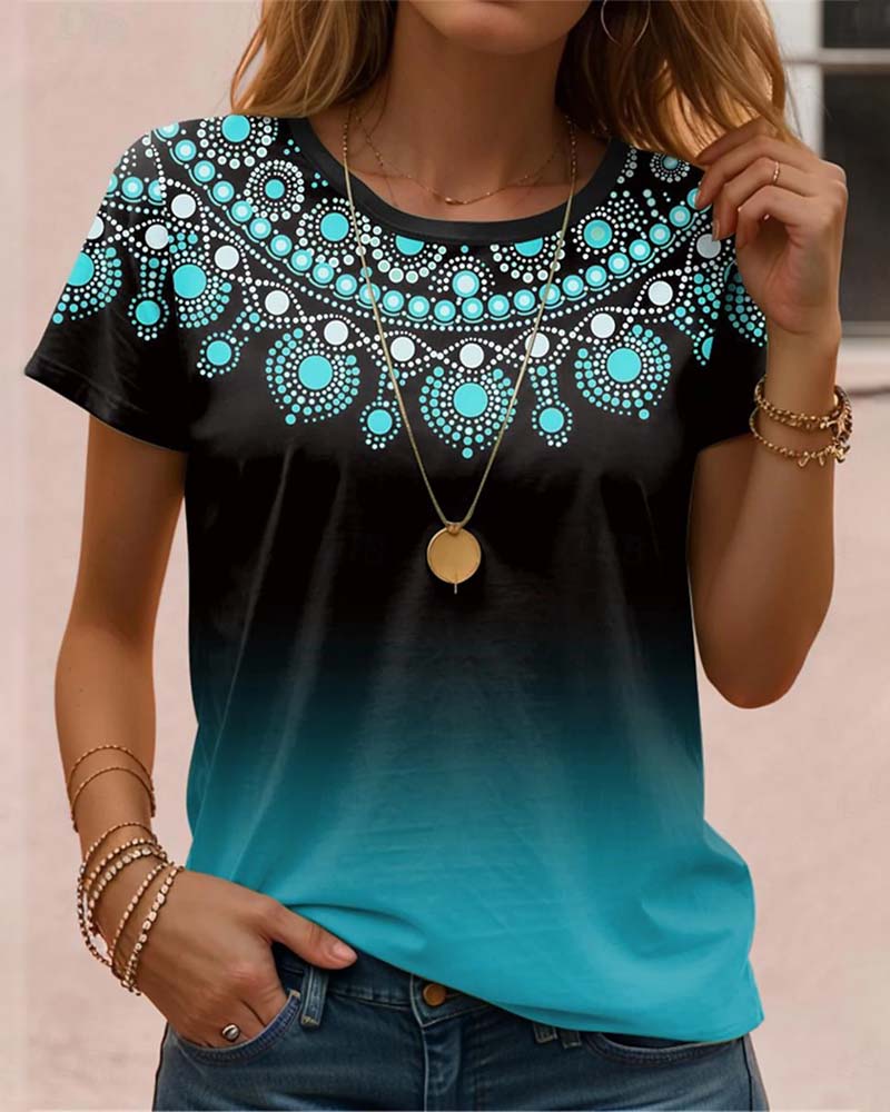 Bluse med gradienttrykk og uformell stil