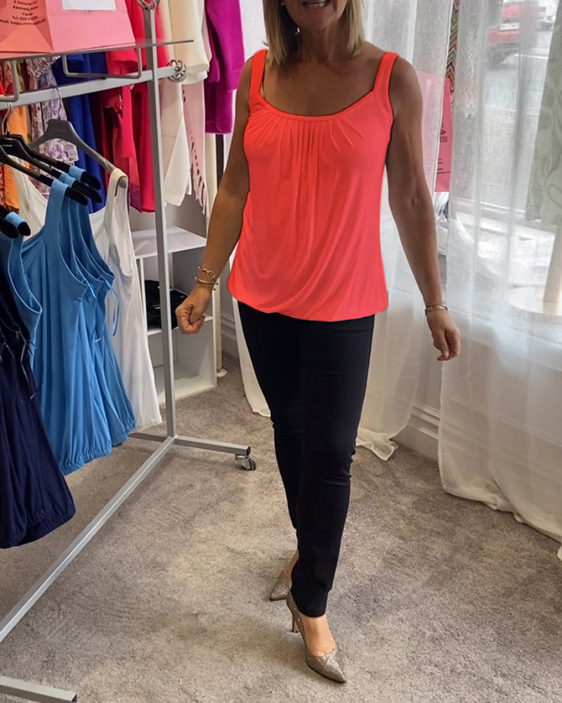 Plissert solid tilfeldig ermeløs topp