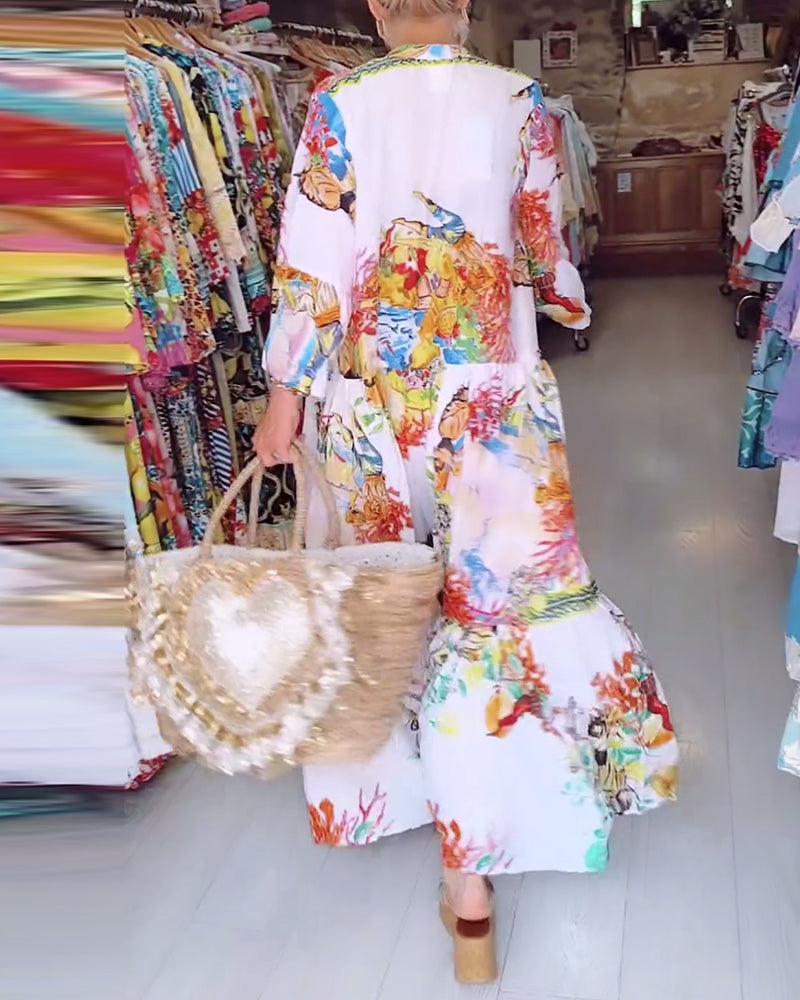 Patchworkkjole med Boho-trykk med knapper