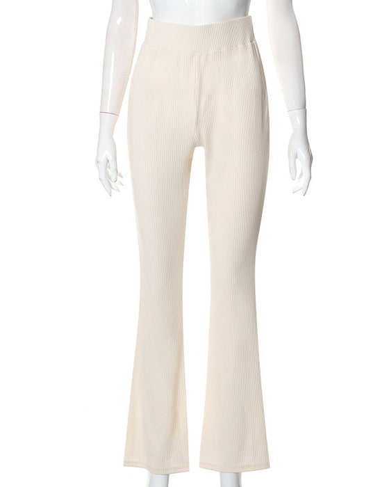 Ensfarget micro-flare slim fit bukse