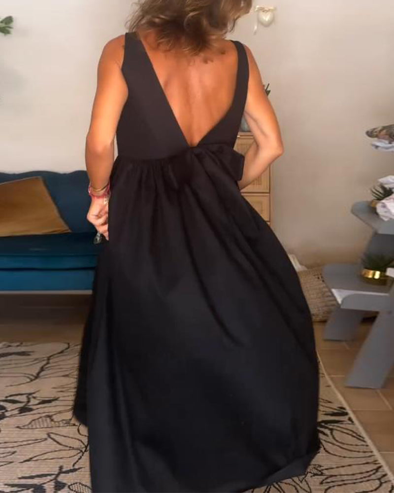 Ryggløs Kjole Med Sløyfe