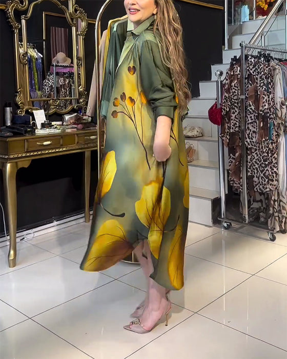 Jakkeslagslomme kjole med ombre-trykk