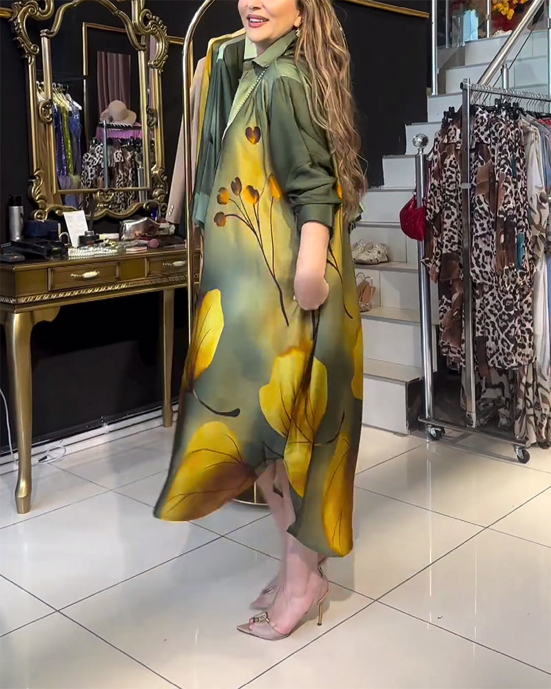 Jakkeslagslomme kjole med ombre-trykk