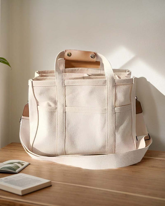 Stor kapasitet lerretsveske med doble håndtak