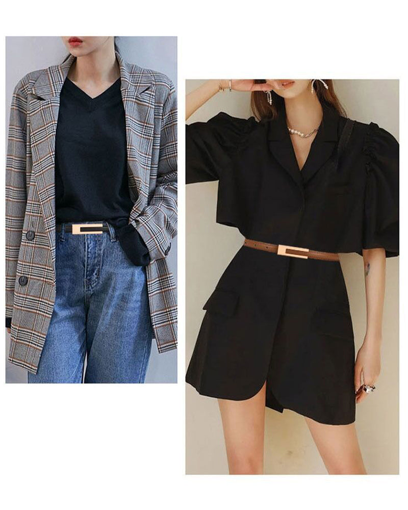 Enkelt retro ensfarget tynt belte