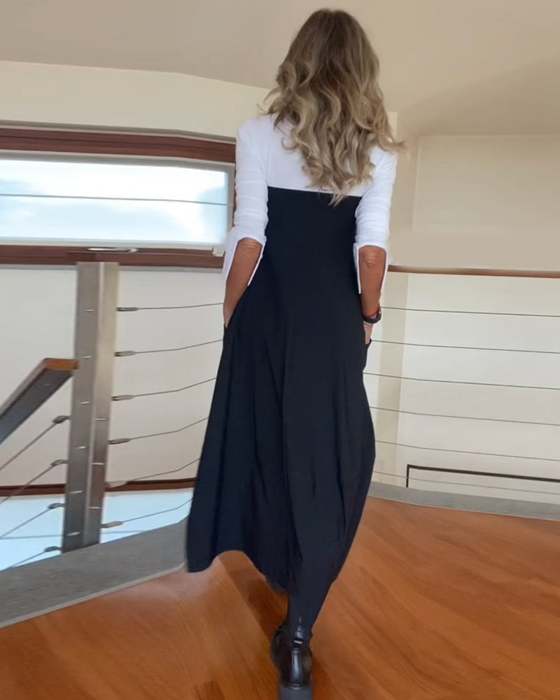 Fasjonabelt ensfarget skjørt med glidelås og lomme