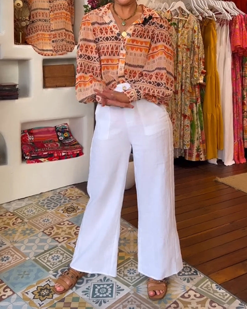 Skjorte med jakkeslag og retrotrykk