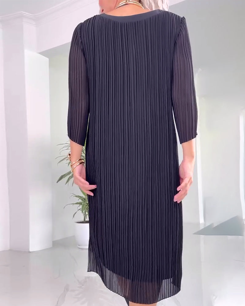 Ensfarget fritidskjole med slits