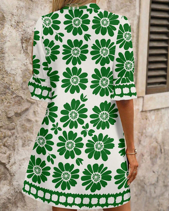 Elegant Rett Kjole Med Floral Trykk