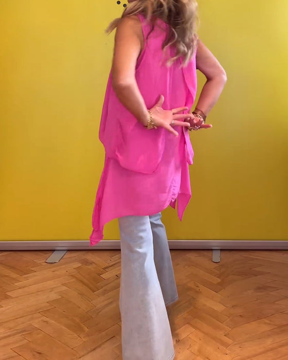 Ermeløs tolags ensfarget topp