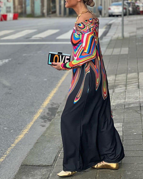 Langermet elegant maxikjole off shoulder