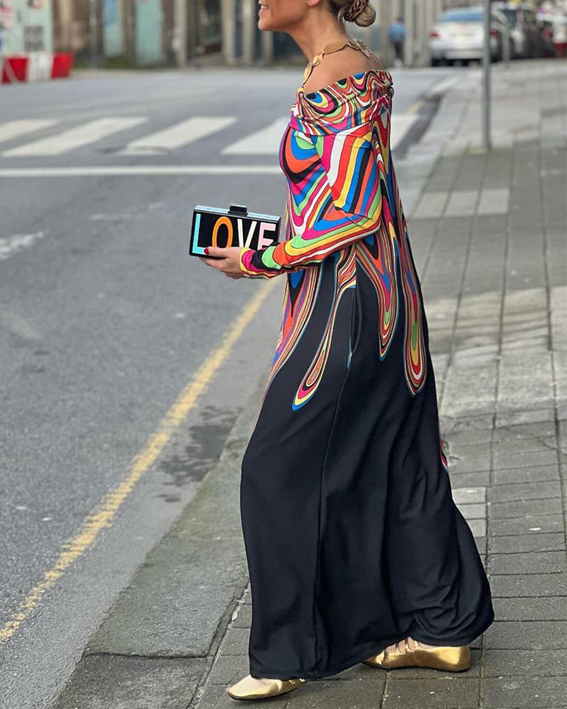 Langermet elegant maxikjole off shoulder