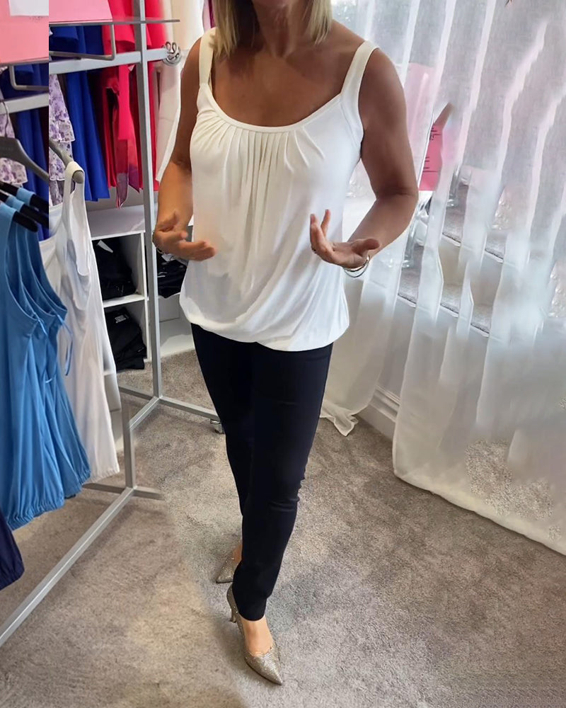 Plissert solid tilfeldig ermeløs topp