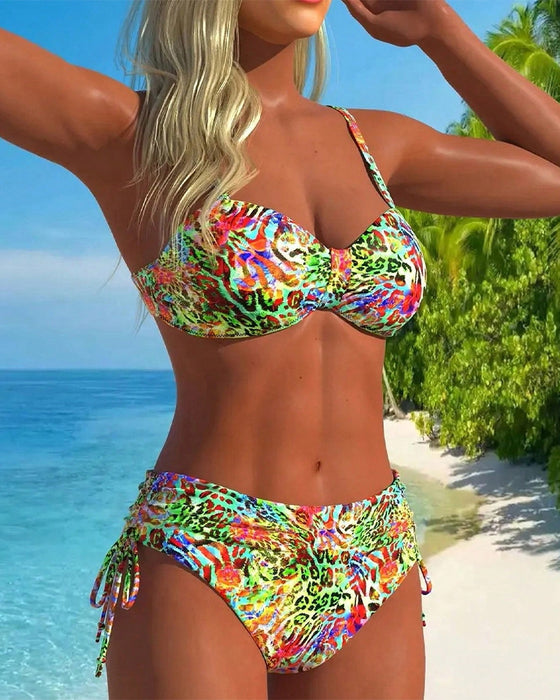 Øyenfangende Delte Badedrakt med Leopardmønster