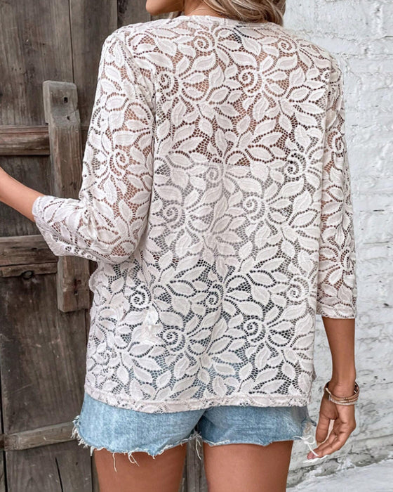 Trekvart ermet ensfarget blondefrakk