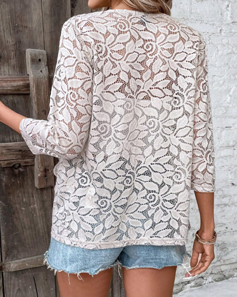 Trekvart ermet ensfarget blondefrakk