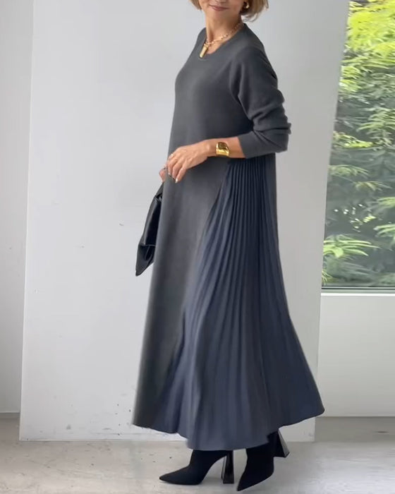 Elegant langermet plissert genserkjole