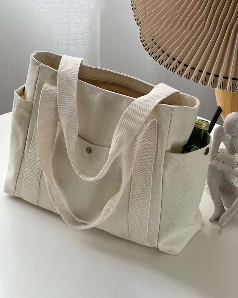 Stor kapasitet lerretsveske med doble håndtak