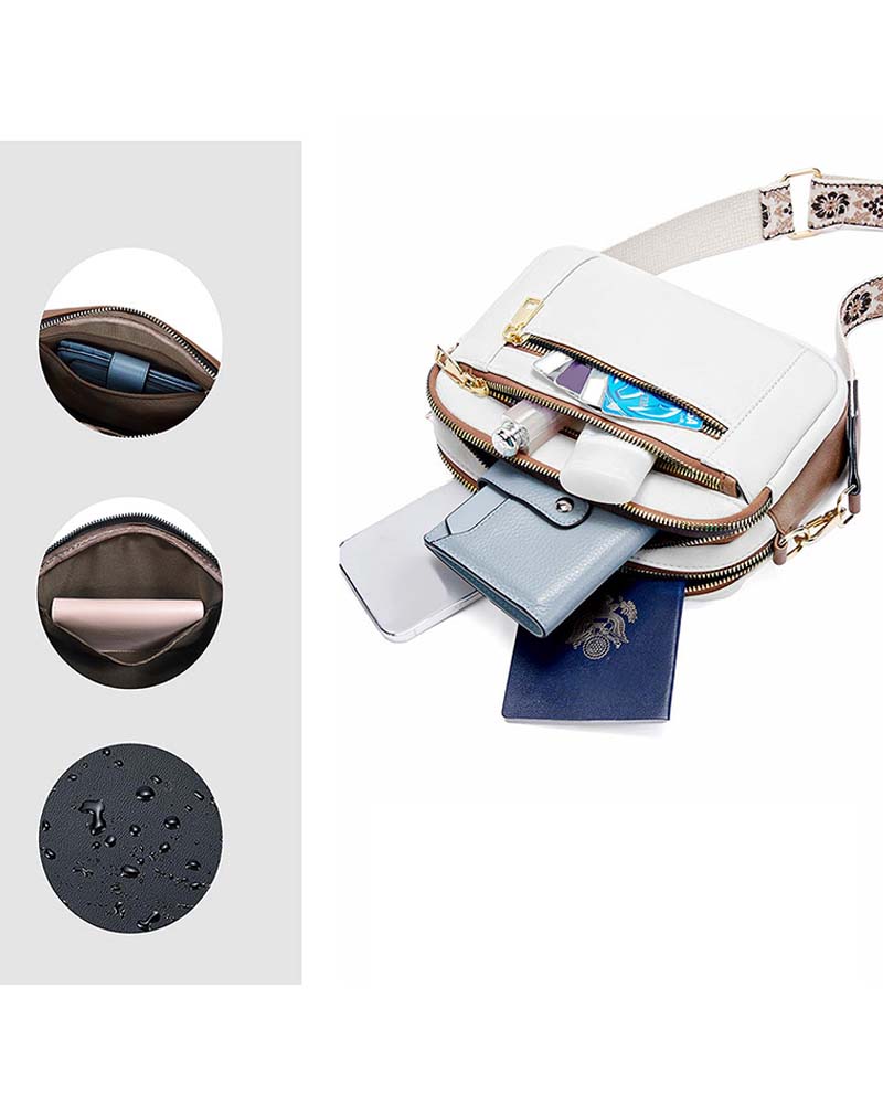 Multifunksjonell crossbody-veske med glidelås