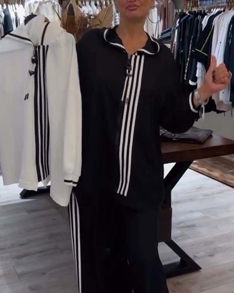 Hette stripete casual todelt sett