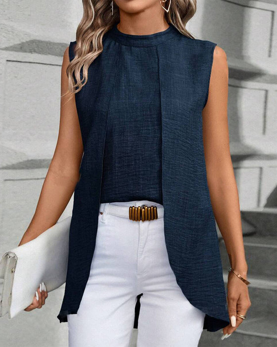 Elegant ensfarget ermeløs topp