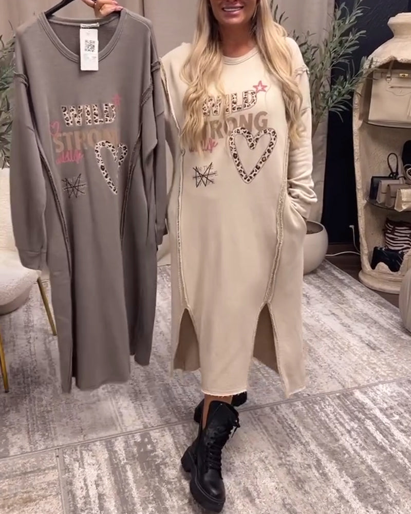 Løs kjole med lange ermer