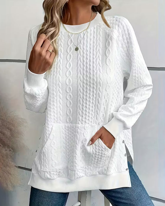 Sweatshirt Med Lomme Og Delt-Hem Egenskaper