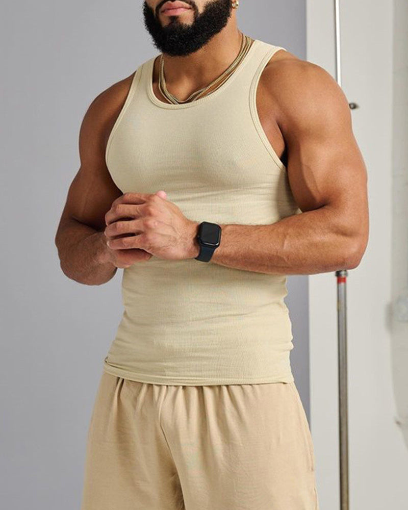 Ensfarget ermeløs vest for menn