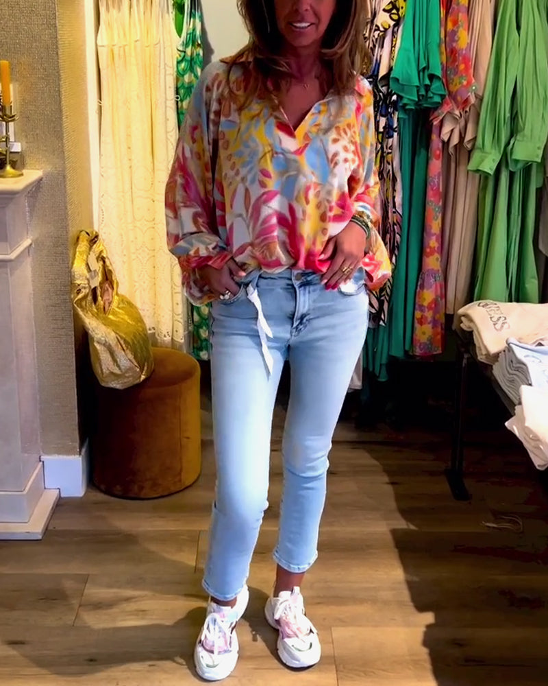 Langermet topp med jakkeslag