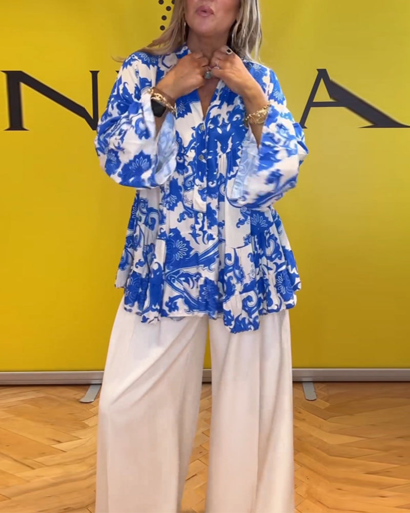 Langermet bluse med fresh print