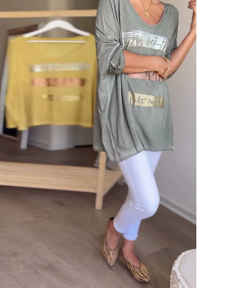 Langermet bokstavtopp med rund hals