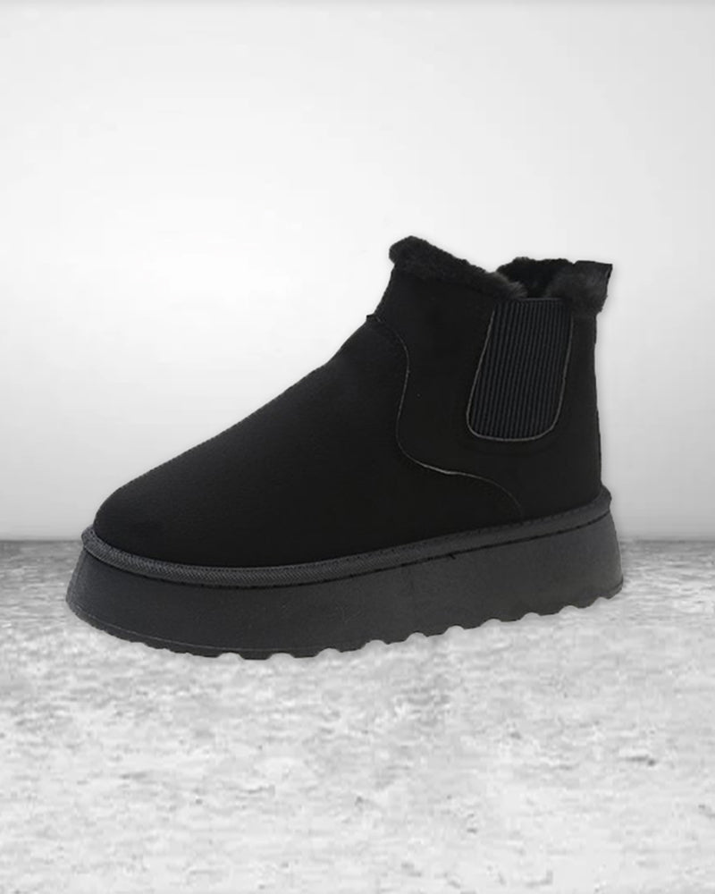 Ensfargede snøstøvler med tykk såler