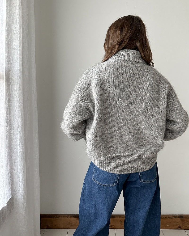 Stativ krage hornknapp ensfarget cardigan