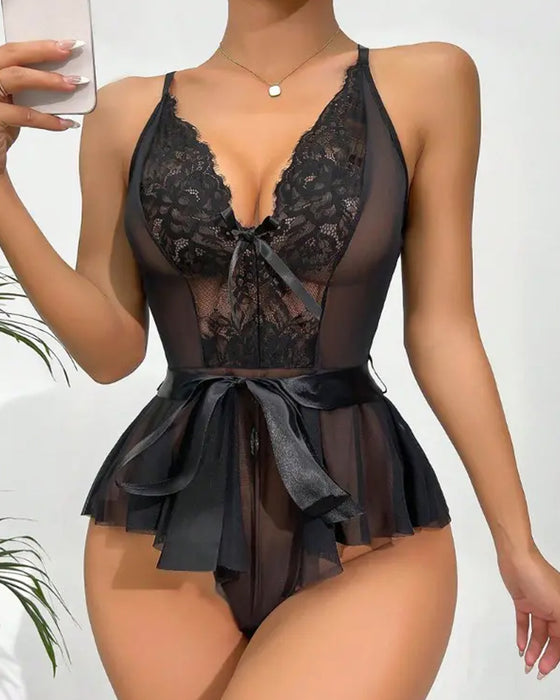 Sløyfe blonder sexy ett stykke