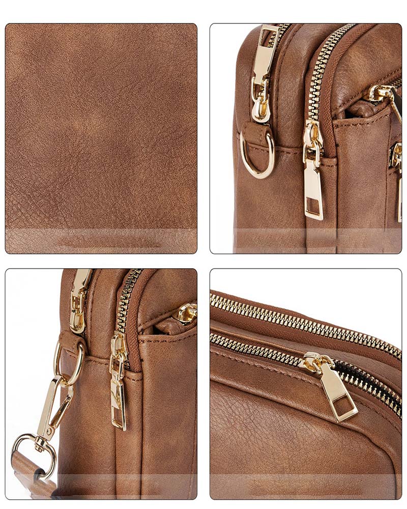Multifunksjonell crossbody-veske med glidelås