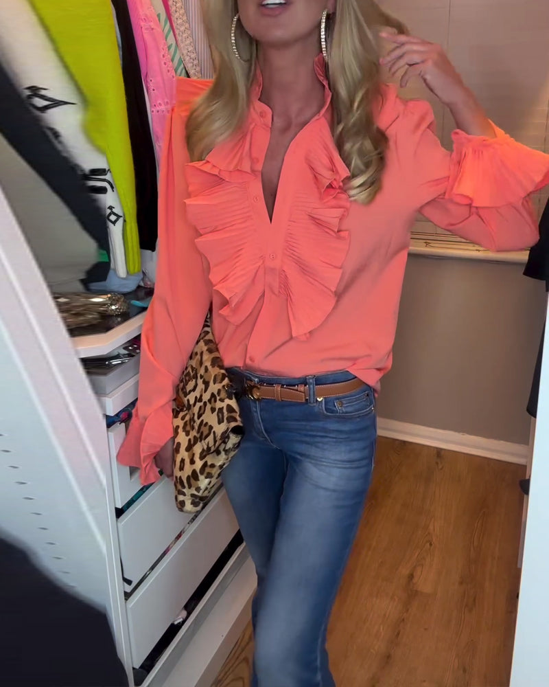 Patchwork volang ensfarget langermet topp