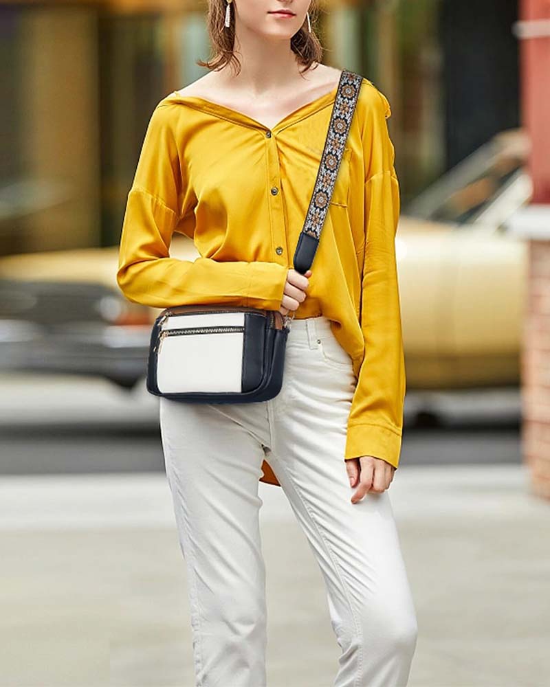 Multifunksjonell crossbody-veske med glidelås