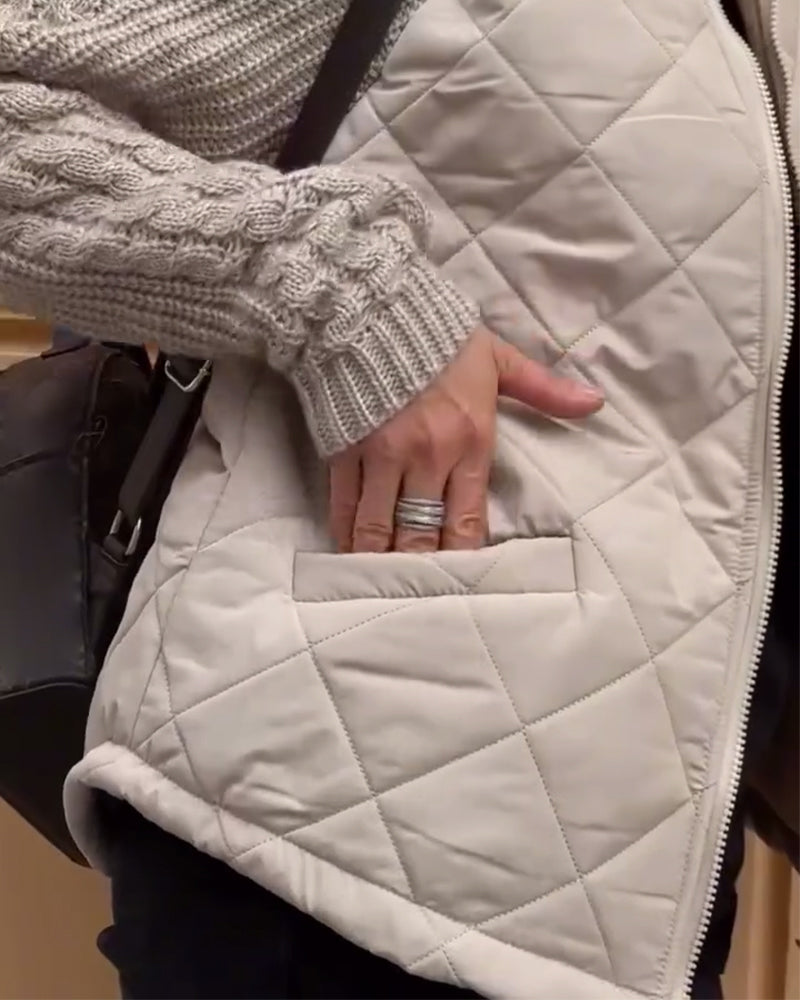 Ensfarget glidelåsfrakk med høy krage