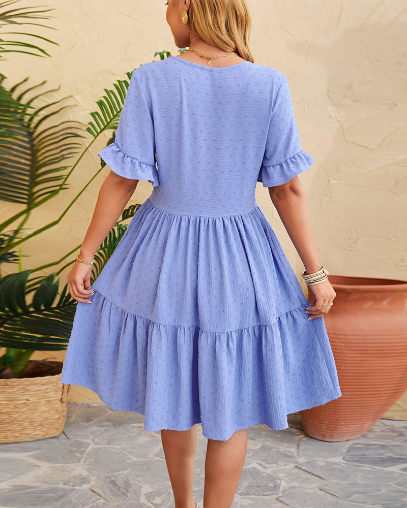 Elegant A-linjekjole med volang med knapper