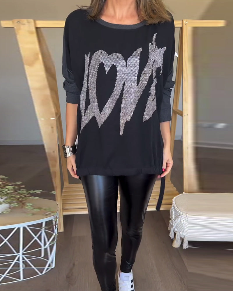 Langermet casual topp med rund hals