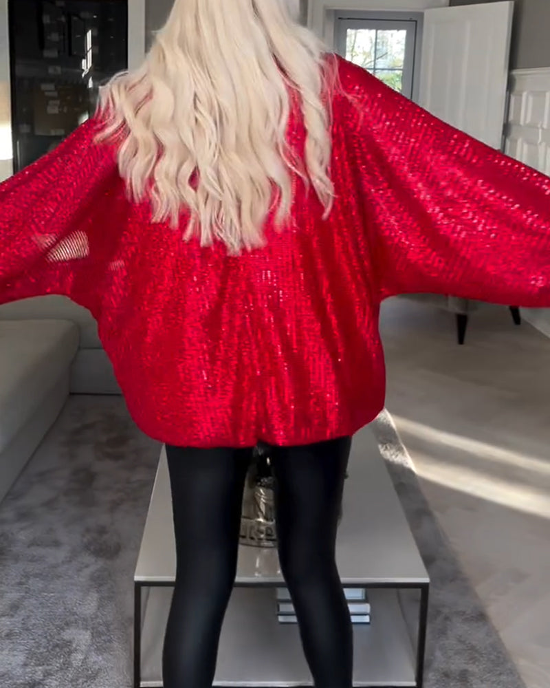 Topp med ballongermer med rund hals