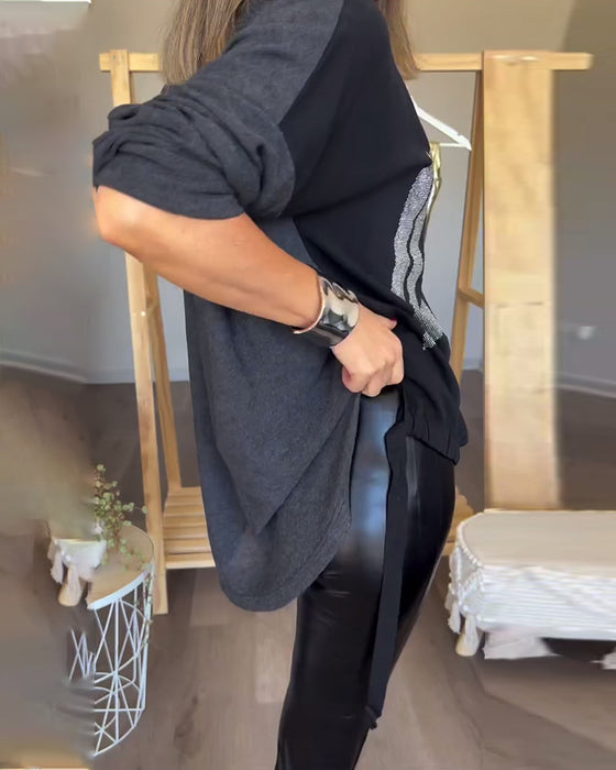 Langermet casual topp med rund hals