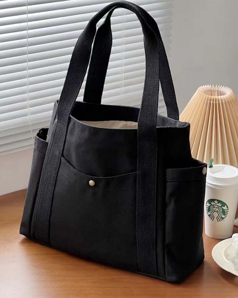 Stor kapasitet lerretsveske med doble håndtak