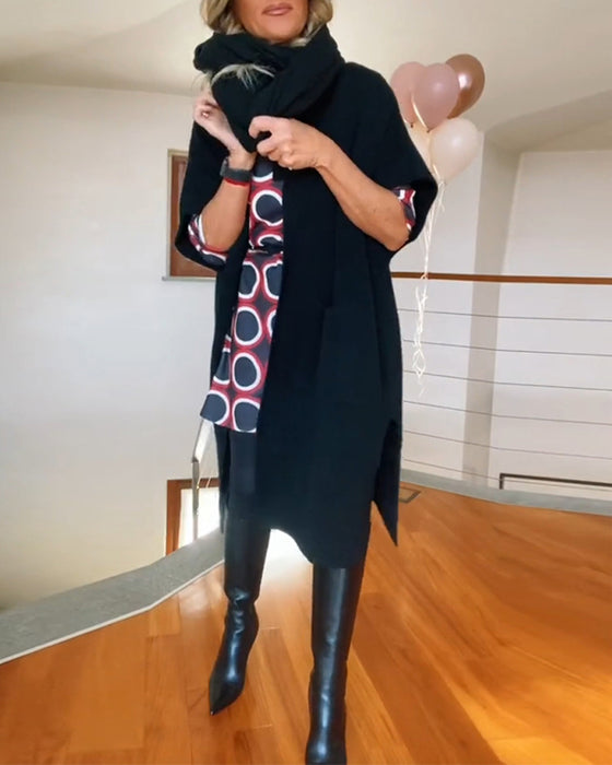 Uformell ensfarget cardigan med halve ermer