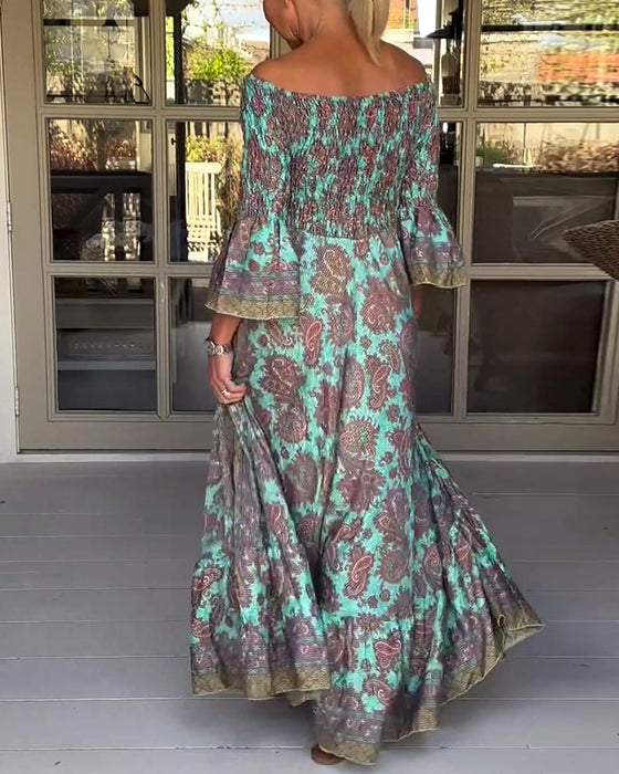 Uformell kjole med retrotrykk med én skulder